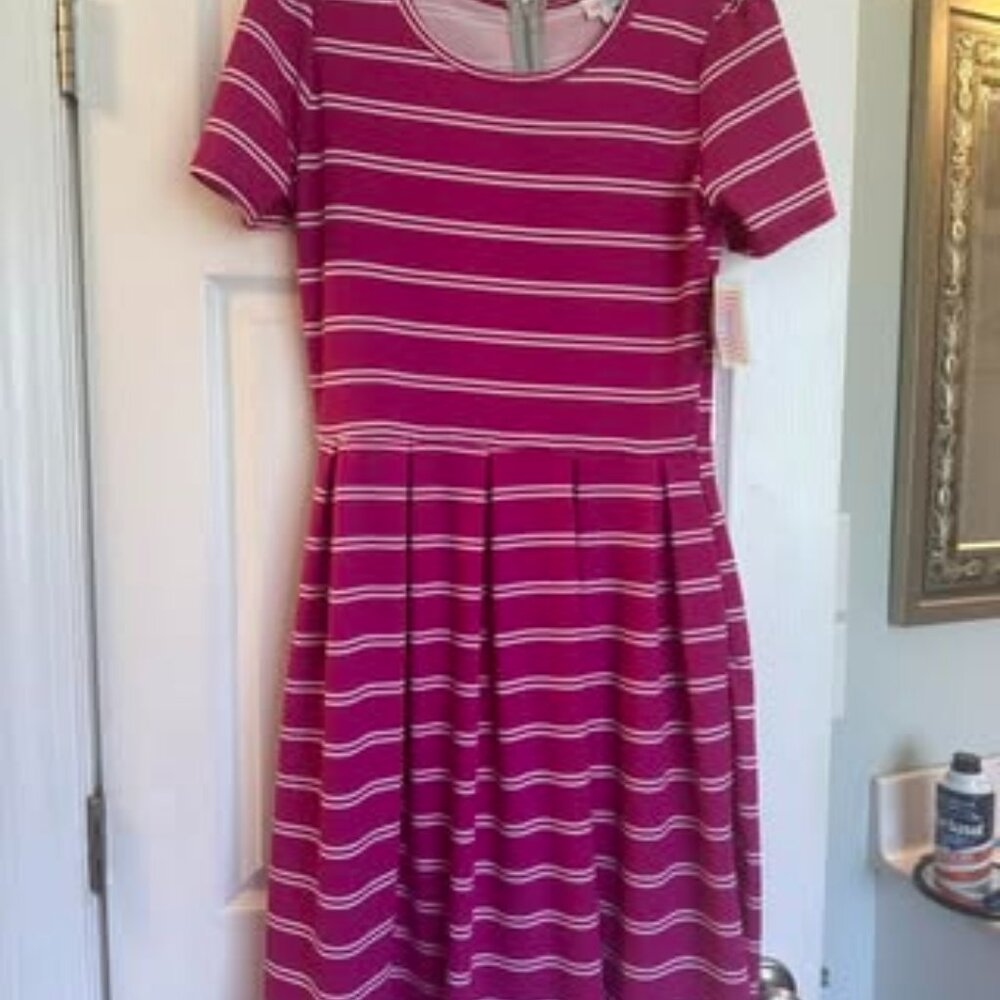 Lularoe Pink Striped dress, NWT